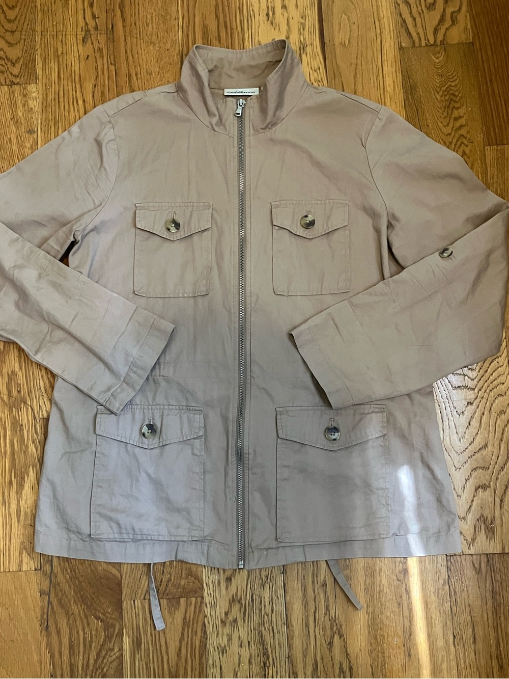 Croft & Barrow 73277 Safari Smock Shirt Jacket Men's M Belted 100% Cotton Used